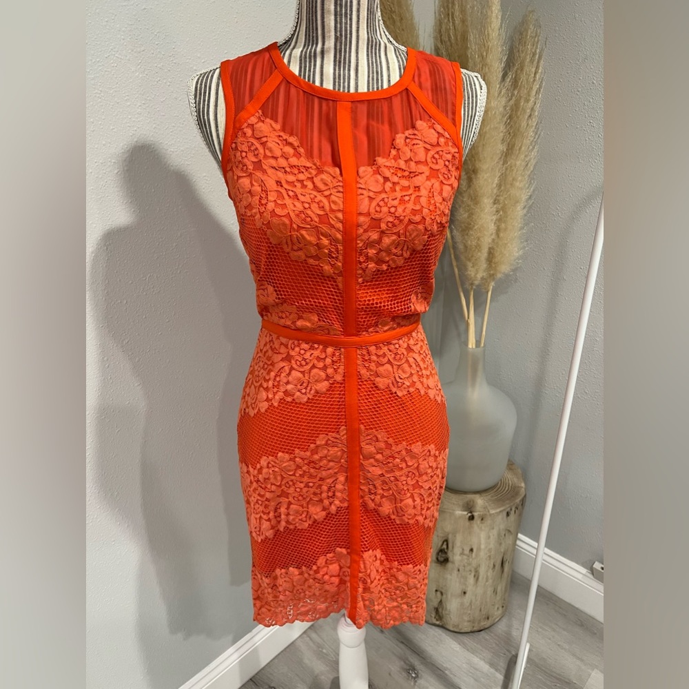 Women’s lace, asymmetrical red dress